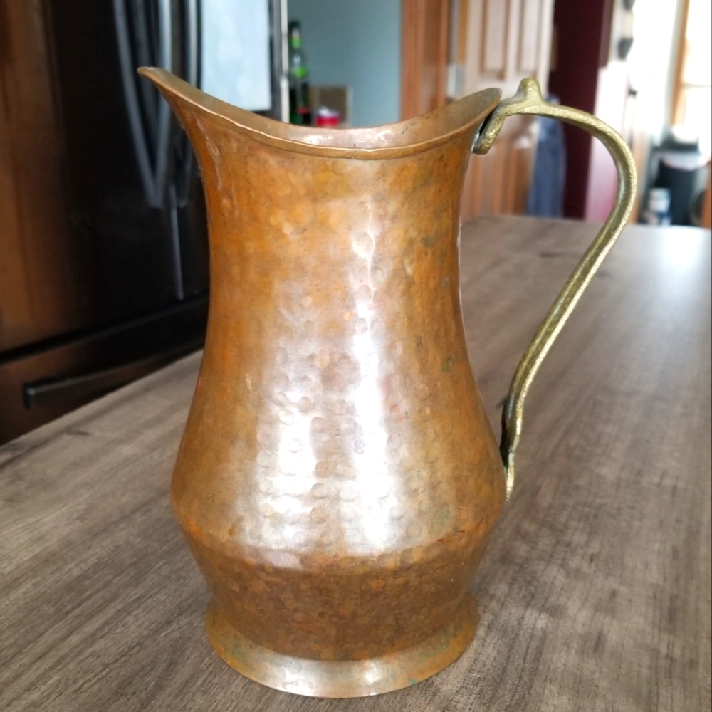 Chelsey COPY - Vintage Hammered Solid Copper Turkish Pitcher with Brass Handle